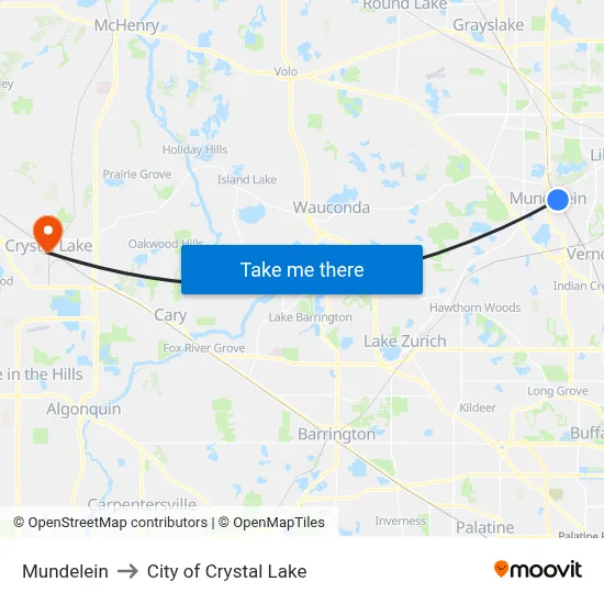 Mundelein to City of Crystal Lake map
