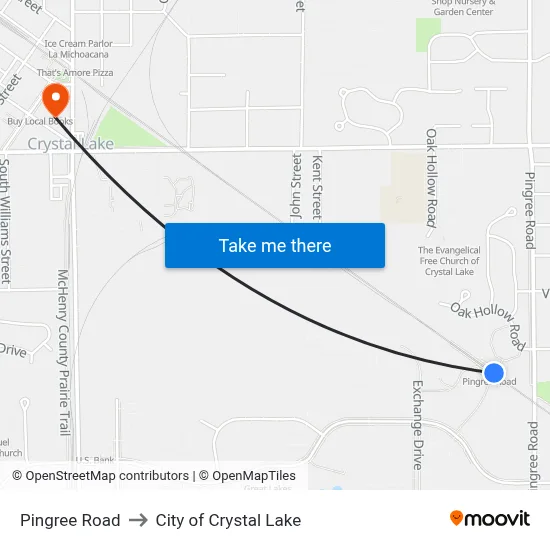 Pingree Road to City of Crystal Lake map