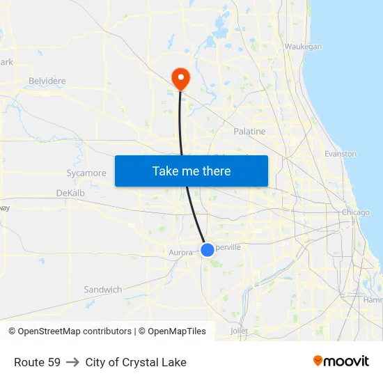Route 59 to City of Crystal Lake map