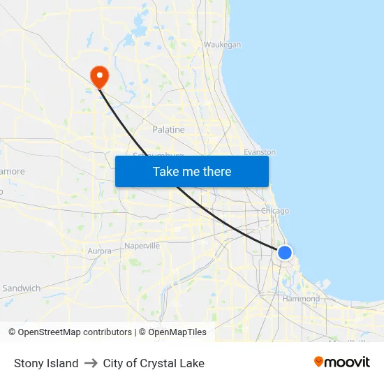 Stony Island to City of Crystal Lake map