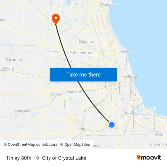 Tinley-80th to City of Crystal Lake map