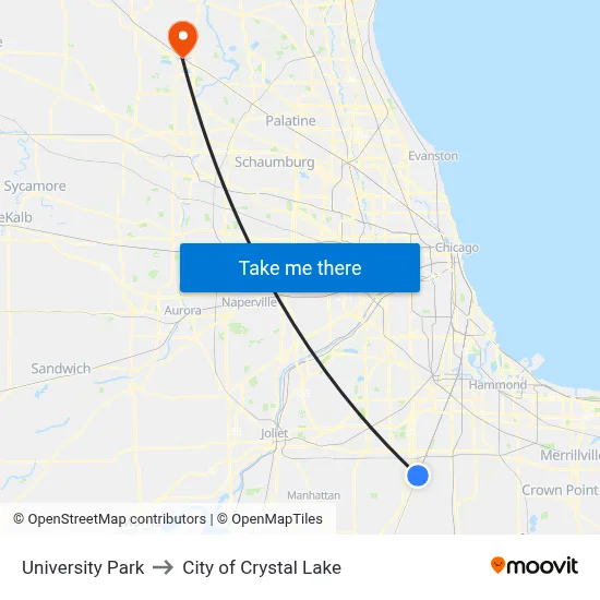 University Park to City of Crystal Lake map