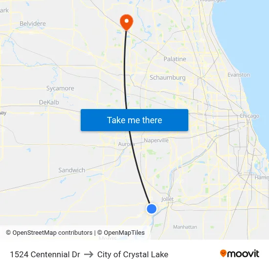 1524 Centennial Dr to City of Crystal Lake map