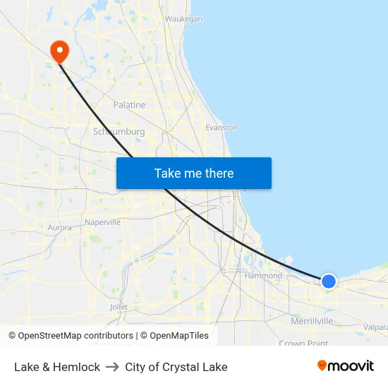 Lake & Hemlock to City of Crystal Lake map