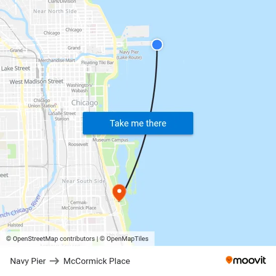 Navy Pier to McCormick Place map
