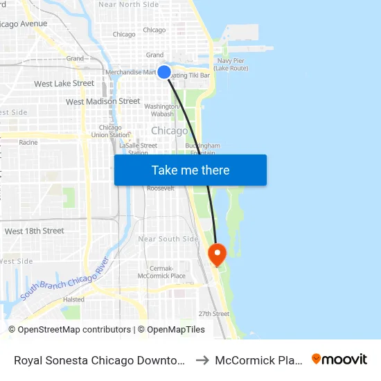 Royal Sonesta Chicago Downtown to McCormick Place map