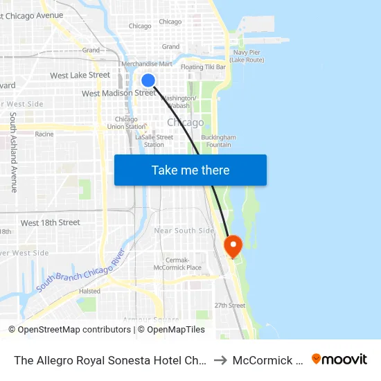 The Allegro Royal Sonesta Hotel Chicago Loop to McCormick Place map