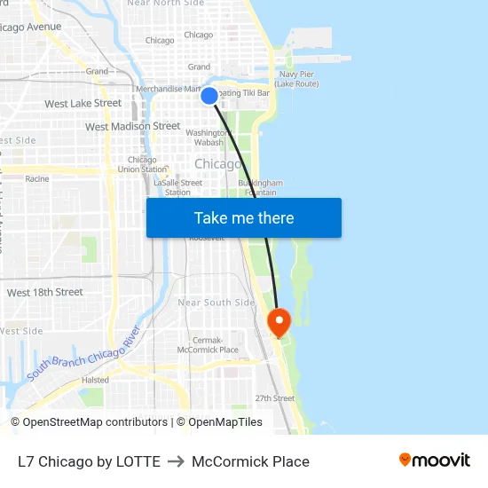 L7 Chicago by LOTTE to McCormick Place map