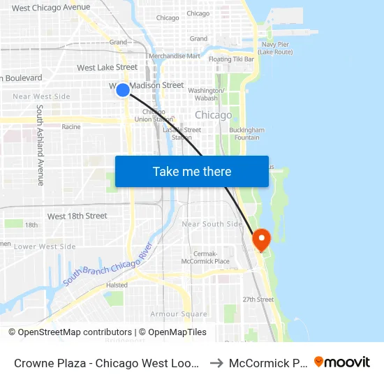 Crowne Plaza - Chicago West Loop by IHG to McCormick Place map