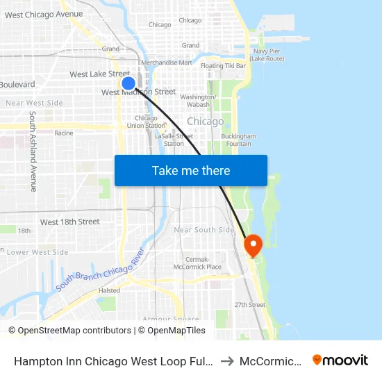 Hampton Inn Chicago West Loop Fulton Market Area to McCormick Place map