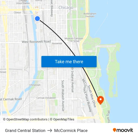 Grand Central Station to McCormick Place map