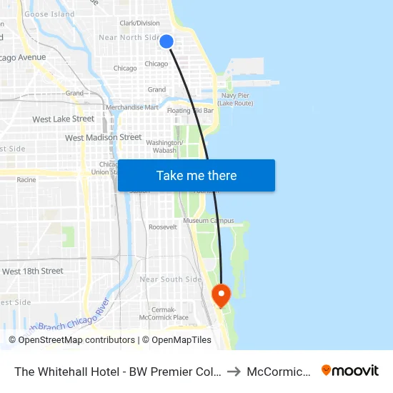 The Whitehall Hotel - BW Premier Collection, Chicago to McCormick Place map