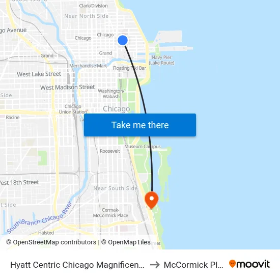 Hyatt Centric Chicago Magnificent Mile to McCormick Place map