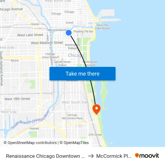 Renaissance Chicago Downtown Hotel to McCormick Place map