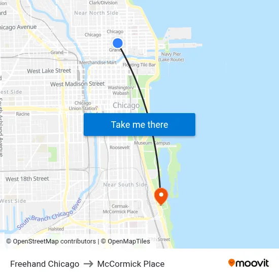 Freehand Chicago to McCormick Place map