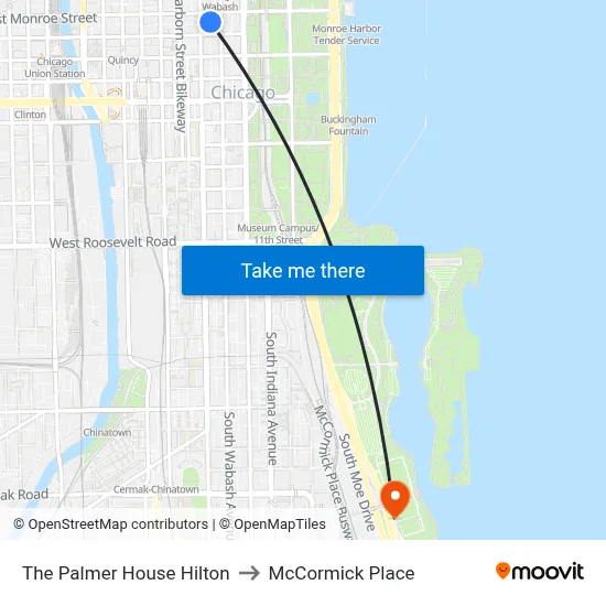 The Palmer House Hilton to McCormick Place map