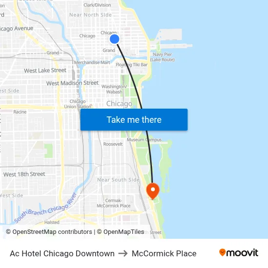 Four Points Sheraton to McCormick Place map