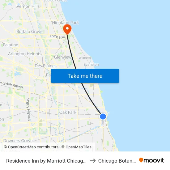 Residence Inn by Marriott Chicago Downtown Loop to Chicago Botanic Garden map