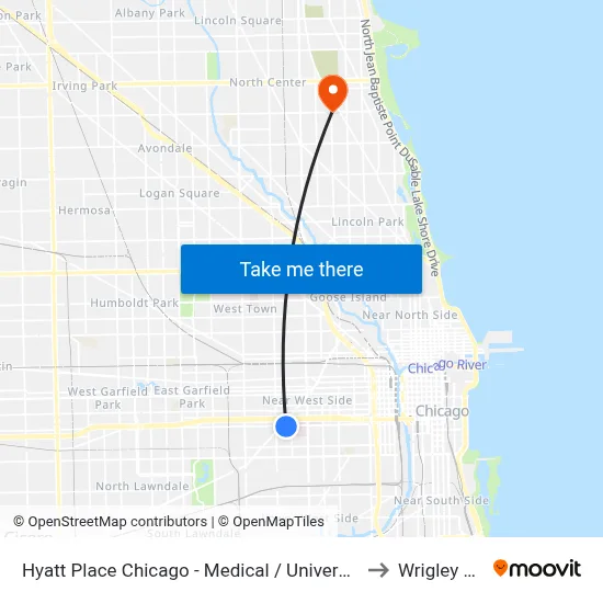 Hyatt Place Chicago - Medical / University District to Wrigley Field map
