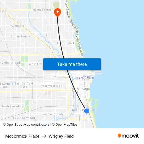 Mccormick Place to Wrigley Field map