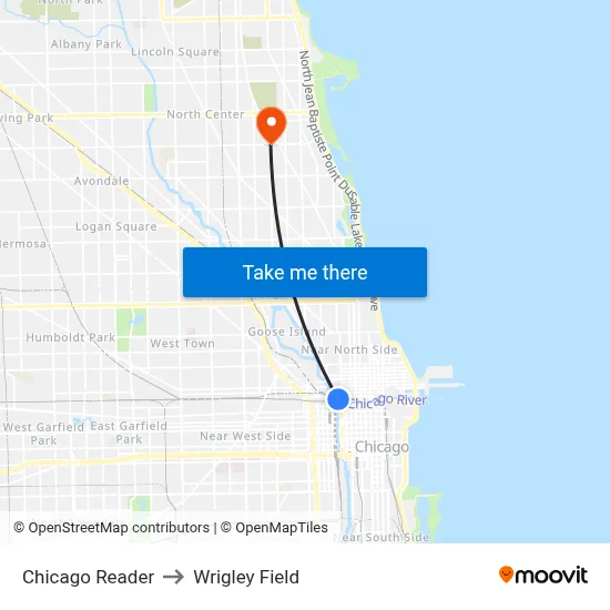 Chicago Reader to Wrigley Field map