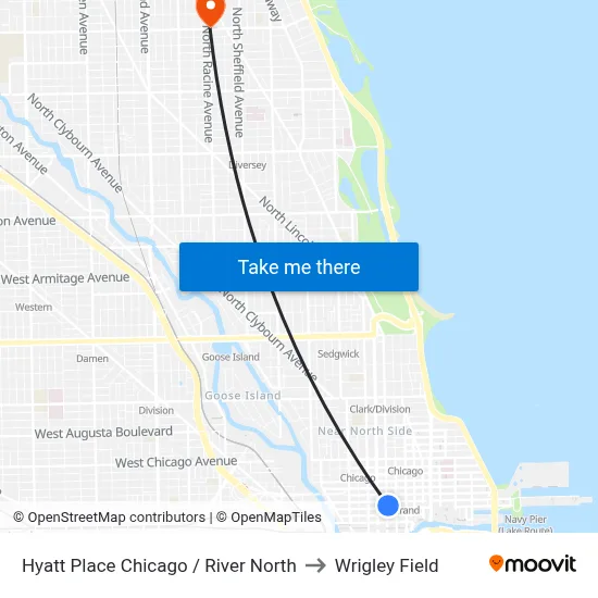 Hyatt Place Chicago / River North to Wrigley Field map