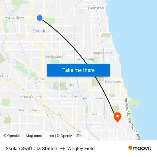 Skokie Swift Cta Station to Wrigley Field map