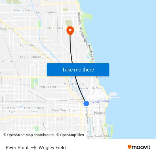 River Point to Wrigley Field map