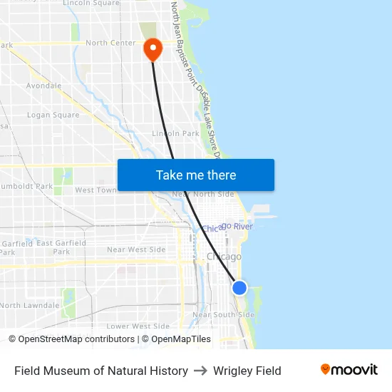 Field Museum of Natural History to Wrigley Field map