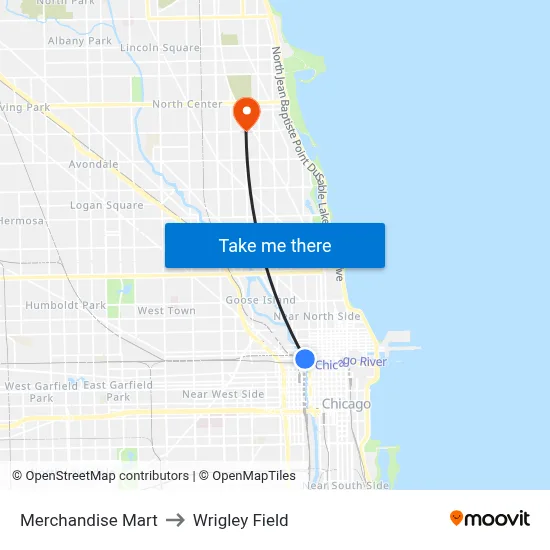 Merchandise Mart to Wrigley Field map