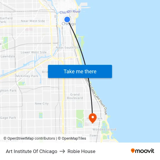 Art Institute Of Chicago to Robie House map