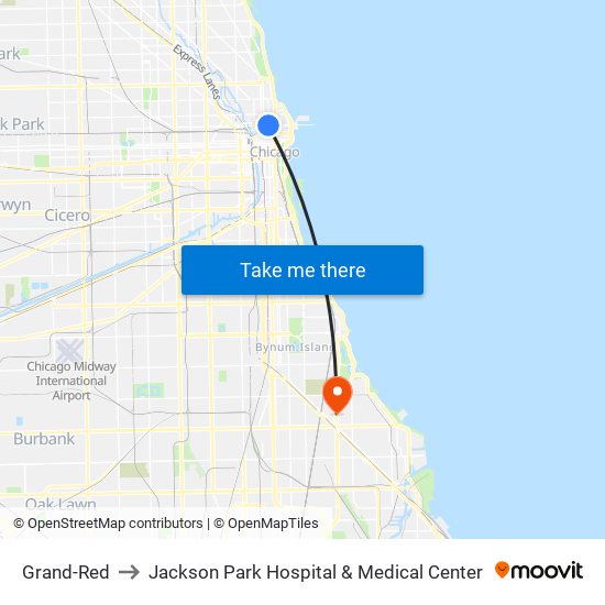 Grand-Red to Jackson Park Hospital & Medical Center map