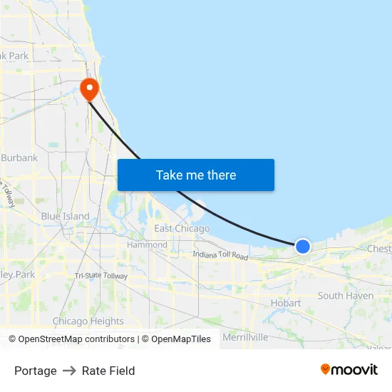 Portage to Rate Field map