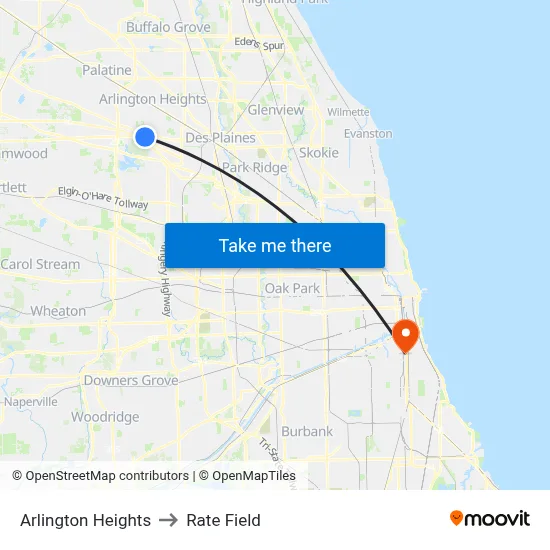 Arlington Heights to Rate Field map