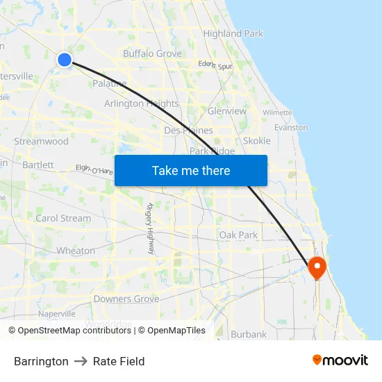 Barrington to Rate Field map