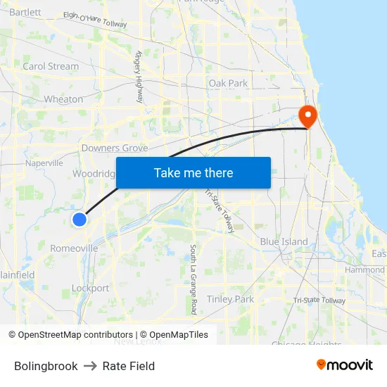 Bolingbrook to Rate Field map