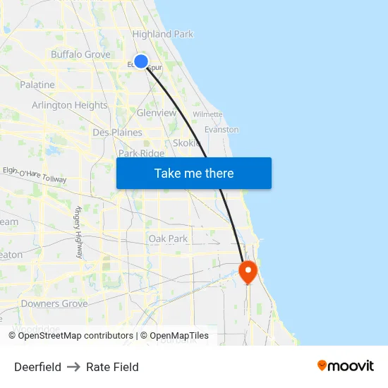 Deerfield to Rate Field map