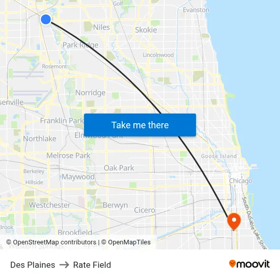 Des Plaines to Rate Field map