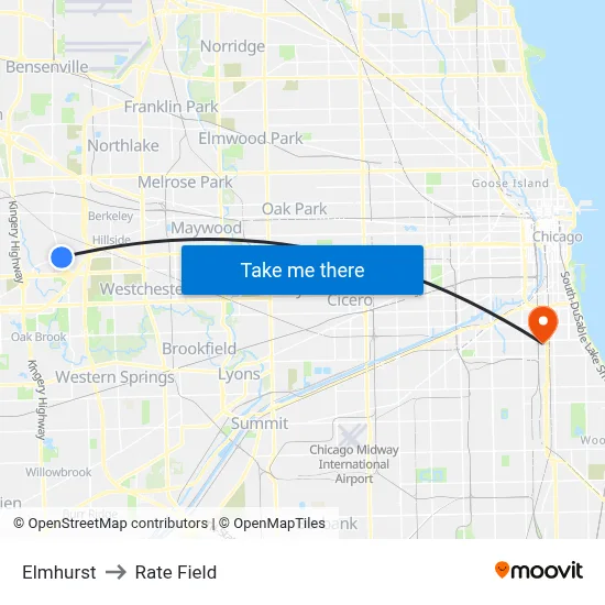 Elmhurst to Rate Field map