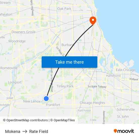 Mokena to Rate Field map