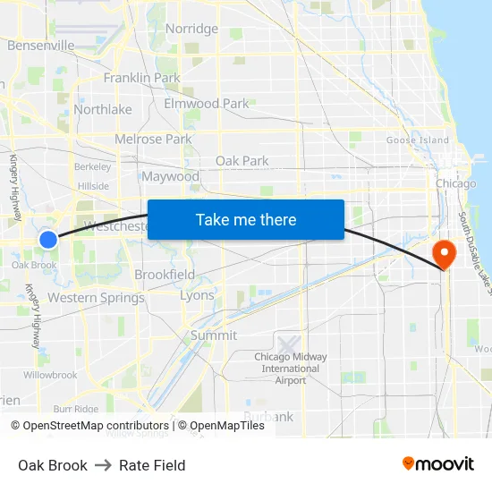 Oak Brook to Rate Field map