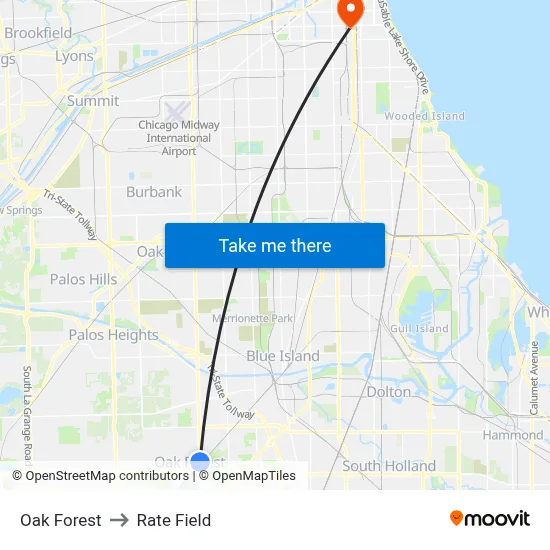 Oak Forest to Rate Field map