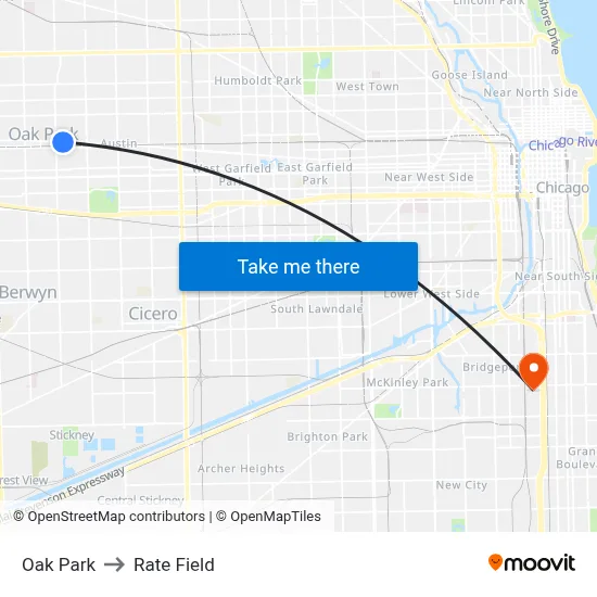 Oak Park to Rate Field map