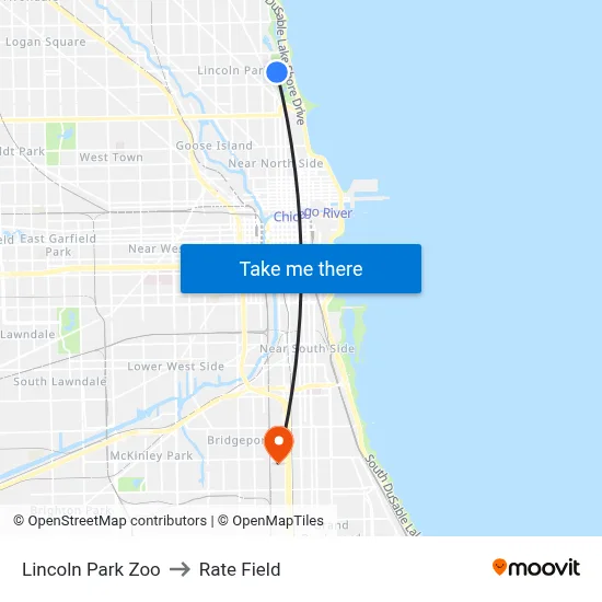Lincoln Park Zoo to Rate Field map