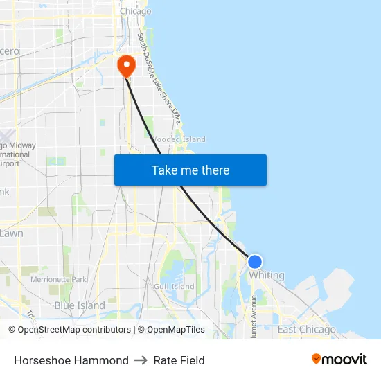 Horseshoe Hammond to Rate Field map