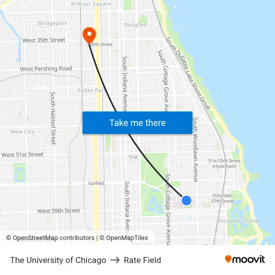 The University of Chicago to Rate Field map