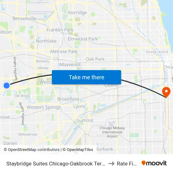 Staybridge Suites Chicago-Oakbrook Terrace to Rate Field map