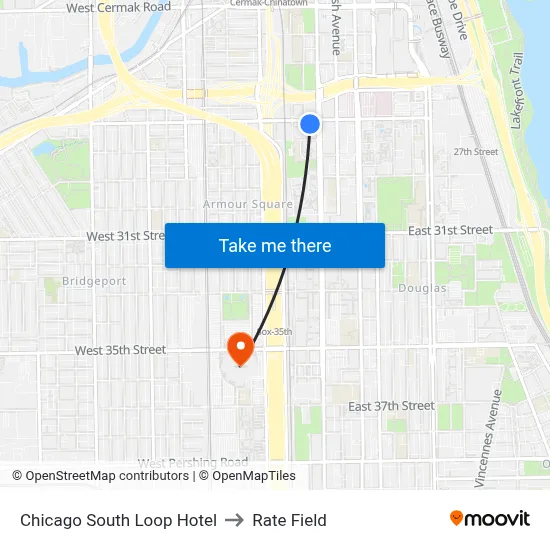 Chicago South Loop Hotel to Rate Field map
