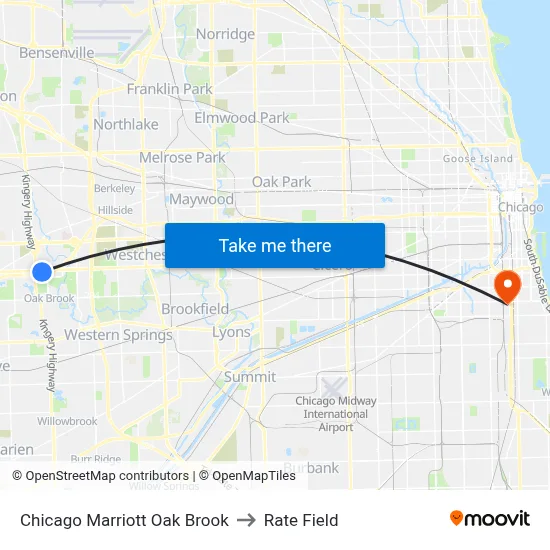 Chicago Marriott Oak Brook to Rate Field map
