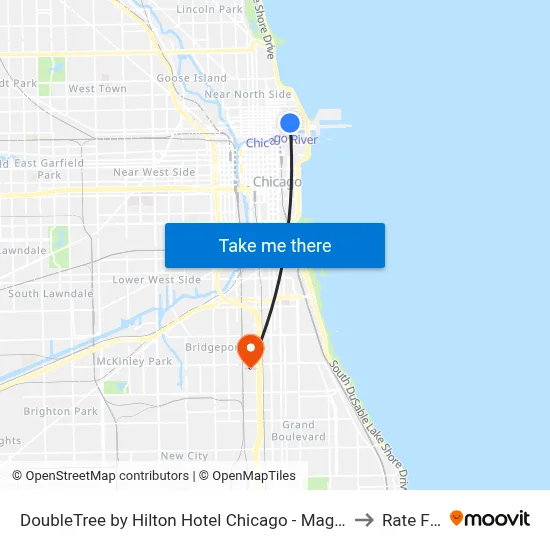 DoubleTree by Hilton Hotel Chicago - Magnificent Mile to Rate Field map